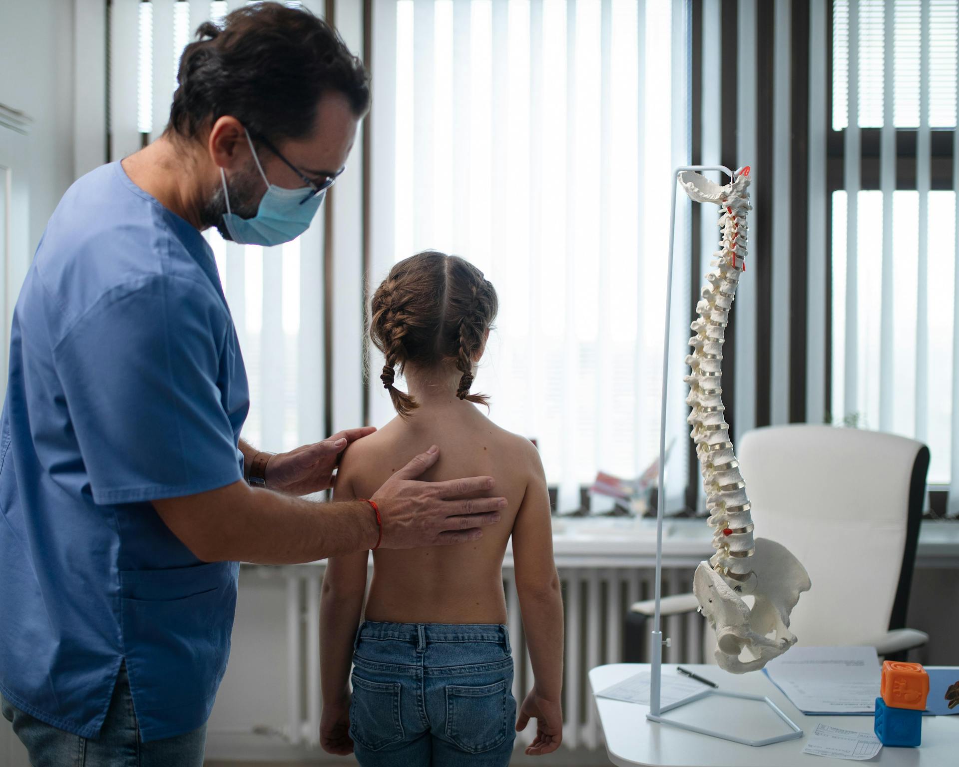 Child's back exam - scoliosis